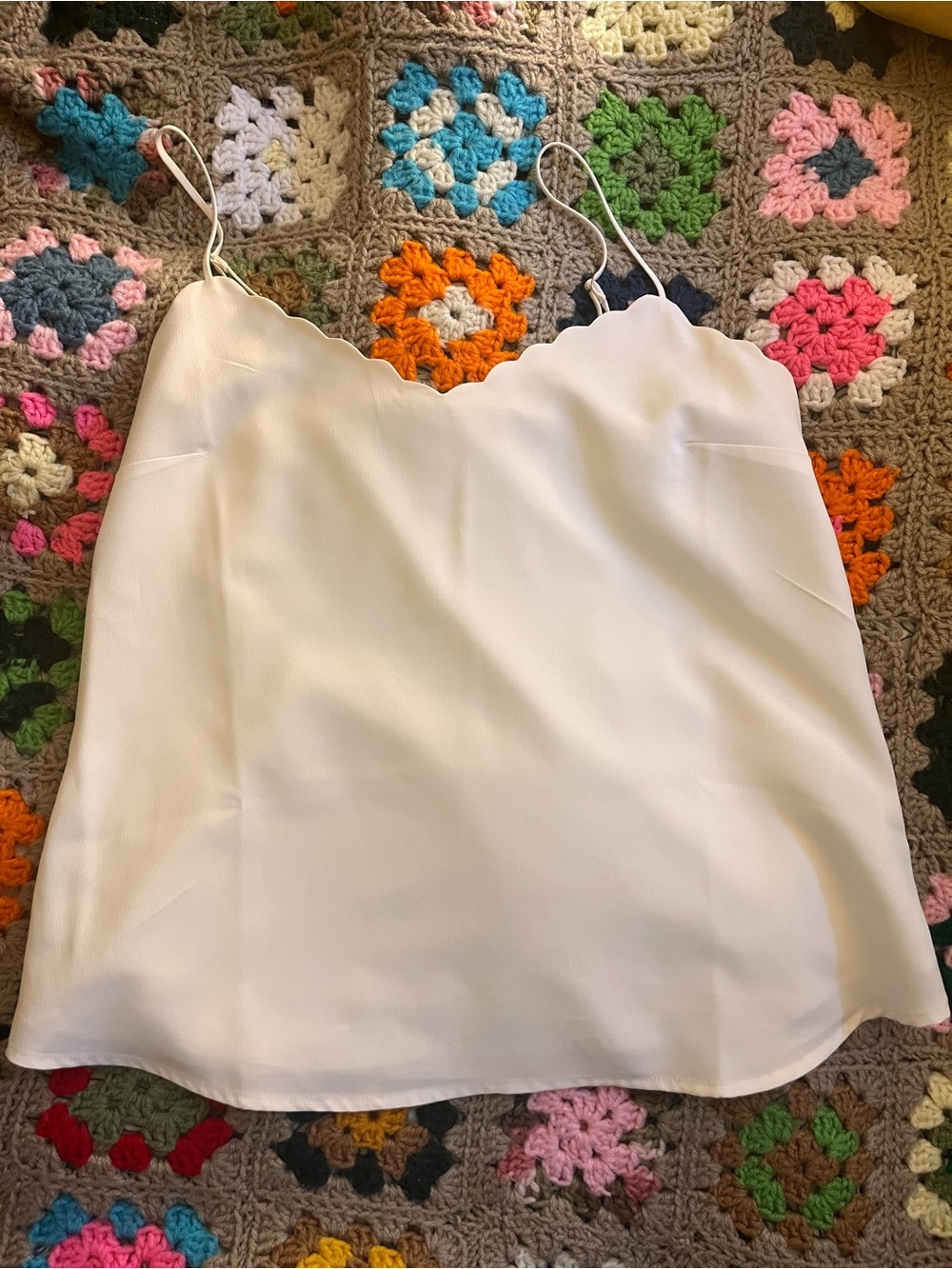 J. Crew Ivory Scalloped Cami Top